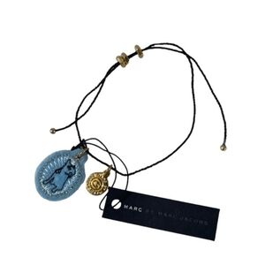NWT Marc by Marc Jacobs Black String Friendship Bracelet Blue Dog Charm